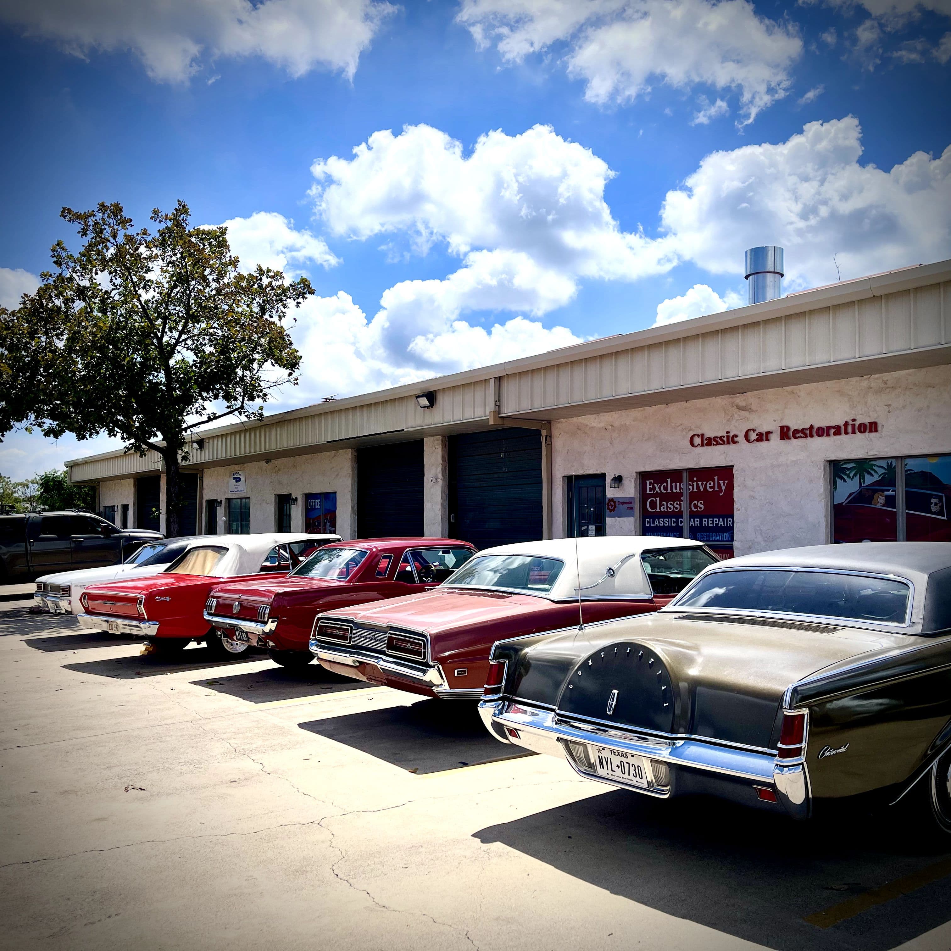 Classic car restoration project at Exclusively Classics in Cedar Park, Texas